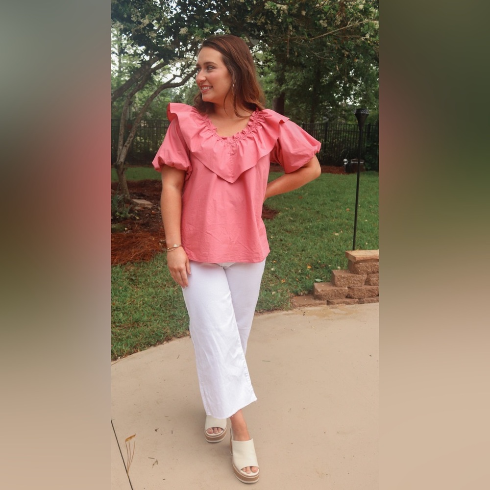 V-Neck Ruffle Top